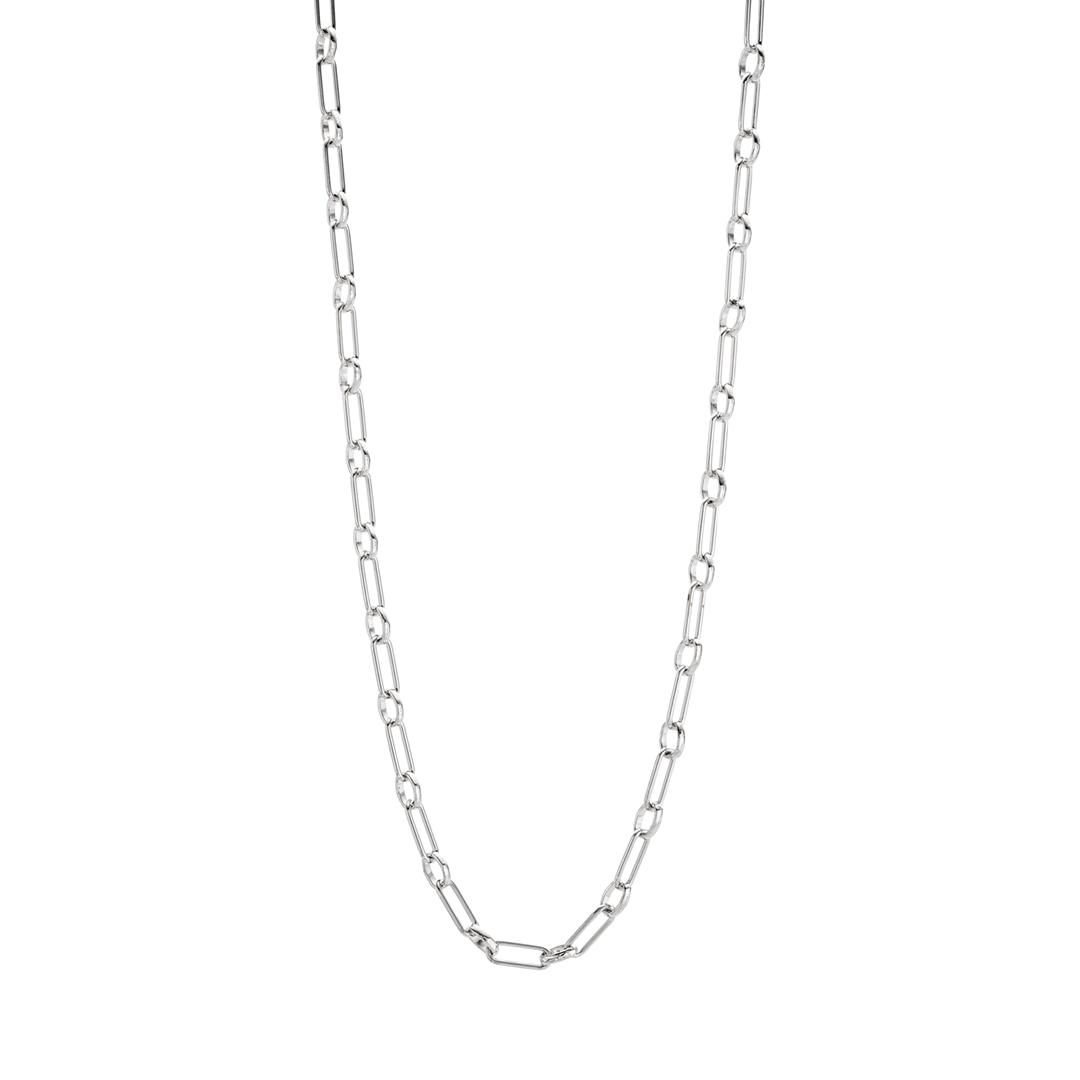 Long Sterling Silver Paperclip and Oval Link Chain Necklace 0
