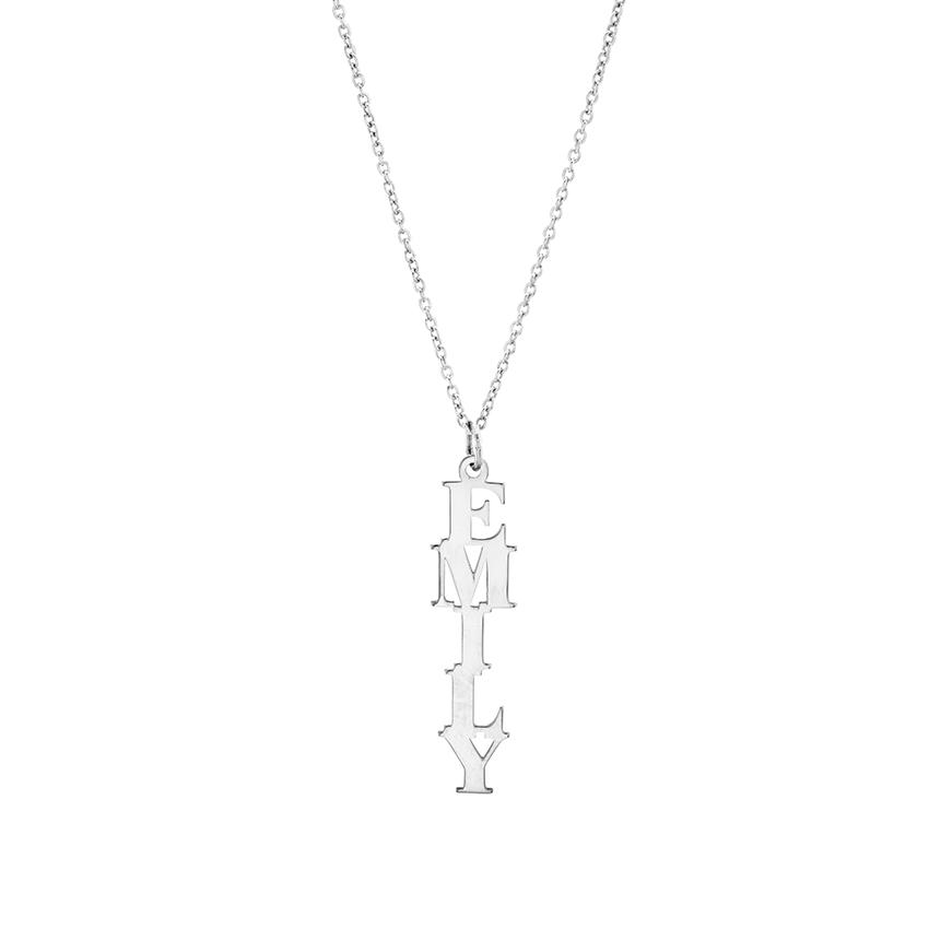 Sterling Silver Vertical Monogram Pendant Necklace 0