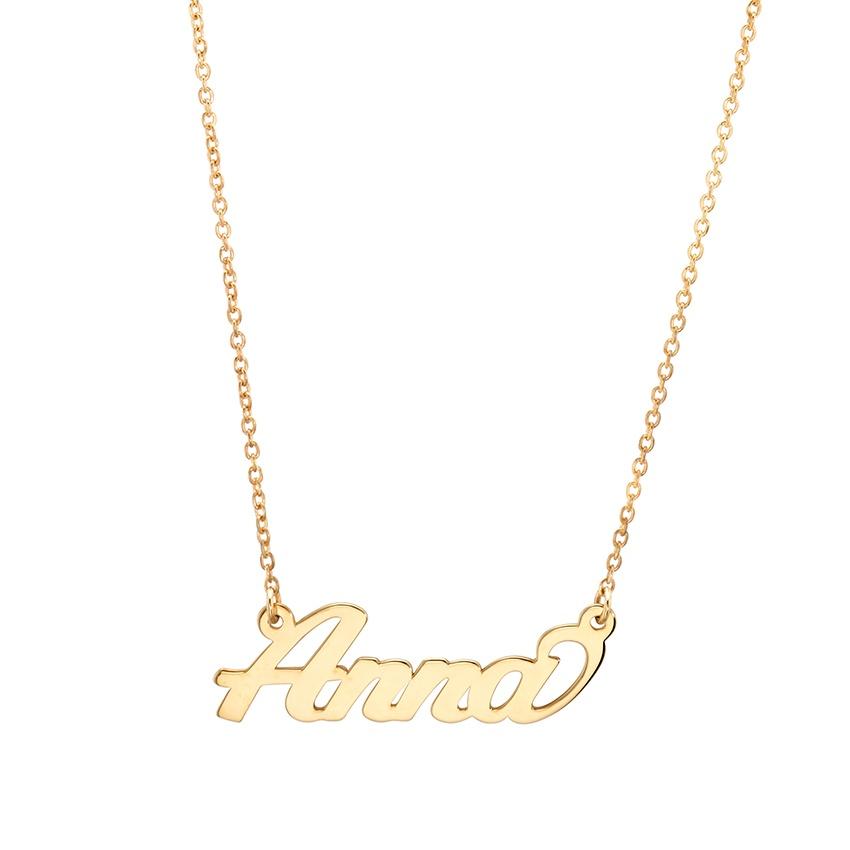 Yellow Gold Plated Horizontal Name Necklace 0