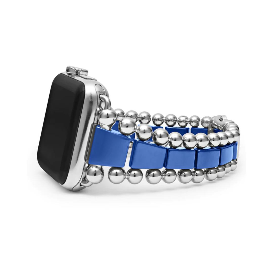Lagos Smart Caviar Ultramarine Ceramic and Stainles Steel Watch Bracelet, Size 8, 42mm- 45mm 3