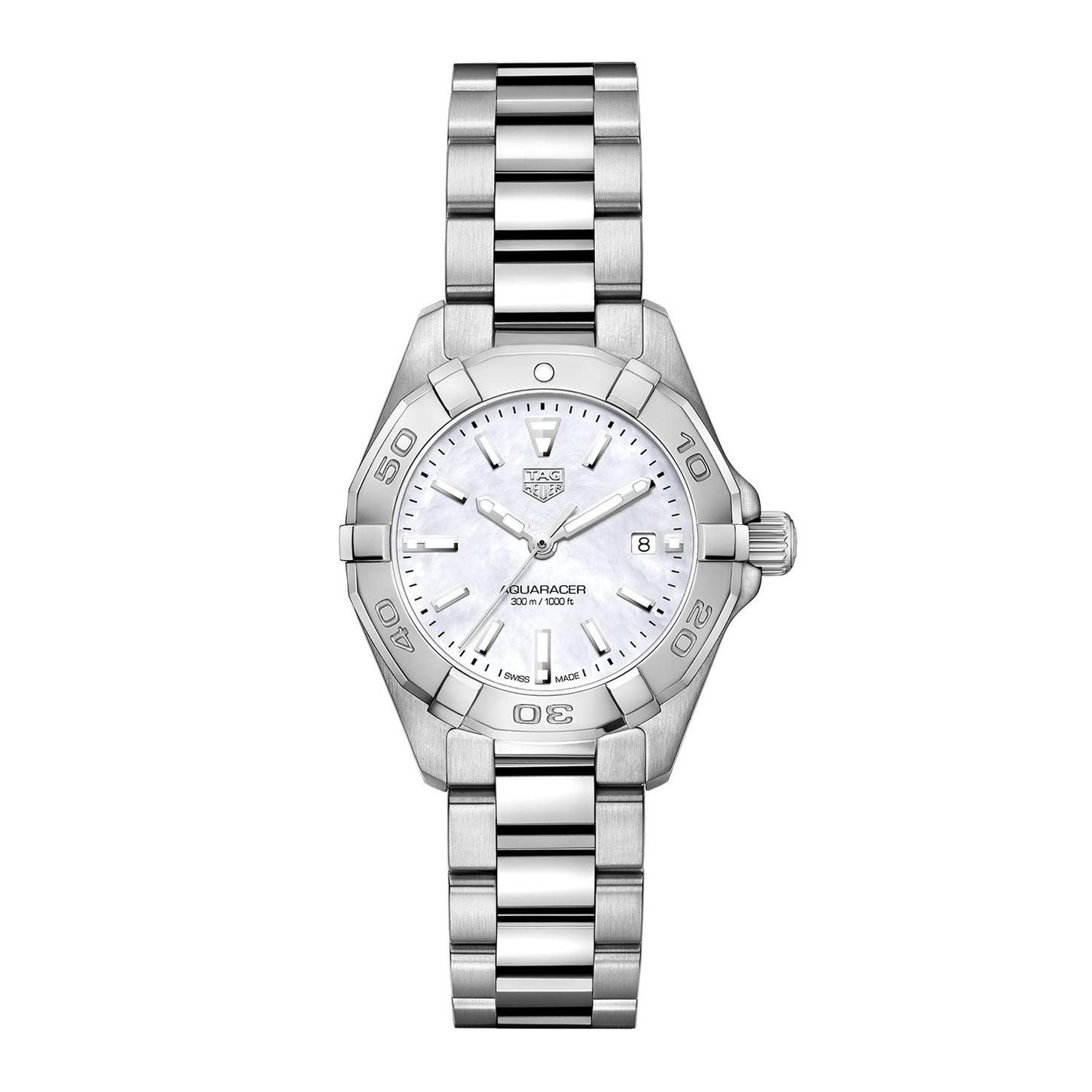 TAG Heuer Ladies Aquaracer Quartz Date Watch with Mother of Pearl Dial 0