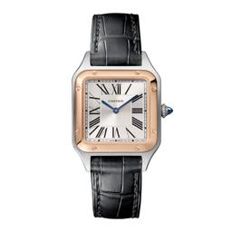 Cartier Santos-Dumont Watch with Rose Gold Bezel and Alligator Strap 0