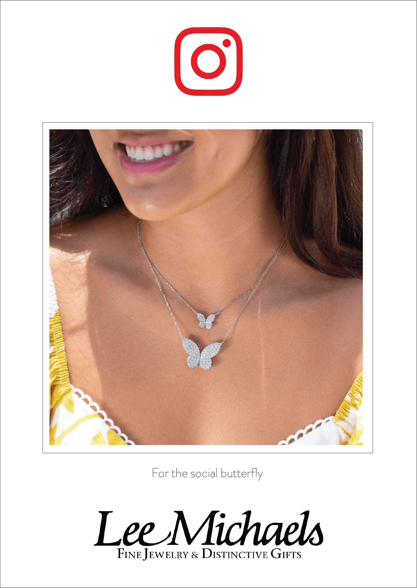 Diamond Butterfly Necklace Stack, as seen on Instagram 0