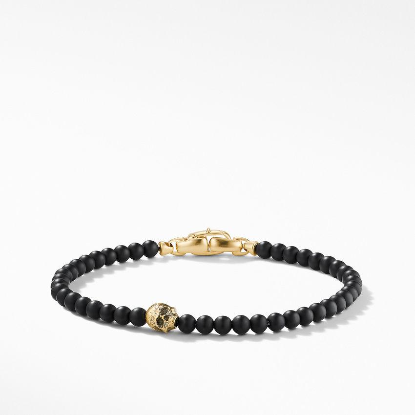David Yurman Spirituals Bead Skull Bracelet with Black Onyx and 18K Yellow Gold 0