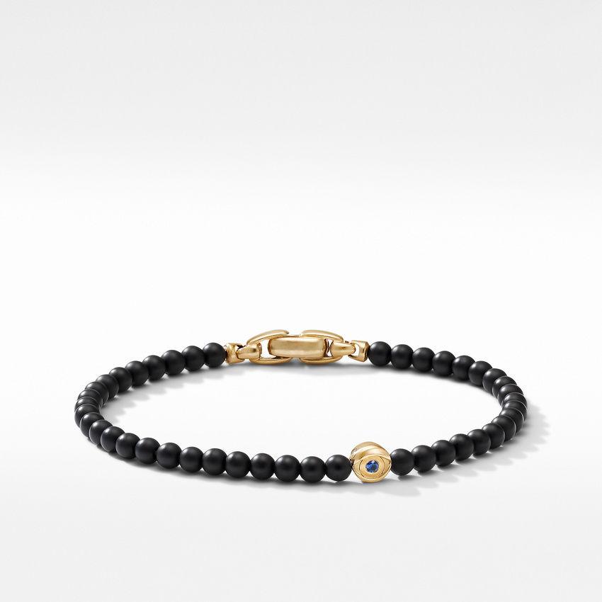 David Yurman Spiritual Beads Evil Eye Bracelet with Black Onyx, Sapphires and 18K Yellow Gold 0