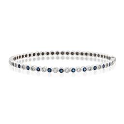 Bezel Set Sapphire and Round Diamond Bangle Bracelet 0
