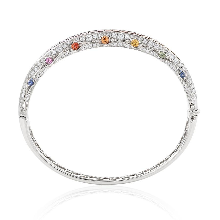 Embellished Multi-Color Sapphire and Diamond Bangle 1