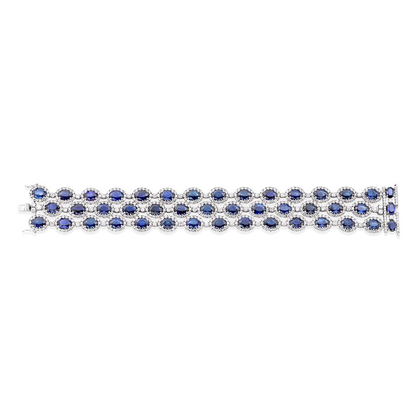 Three Strand Sapphire & Diamond Bracelet 0
