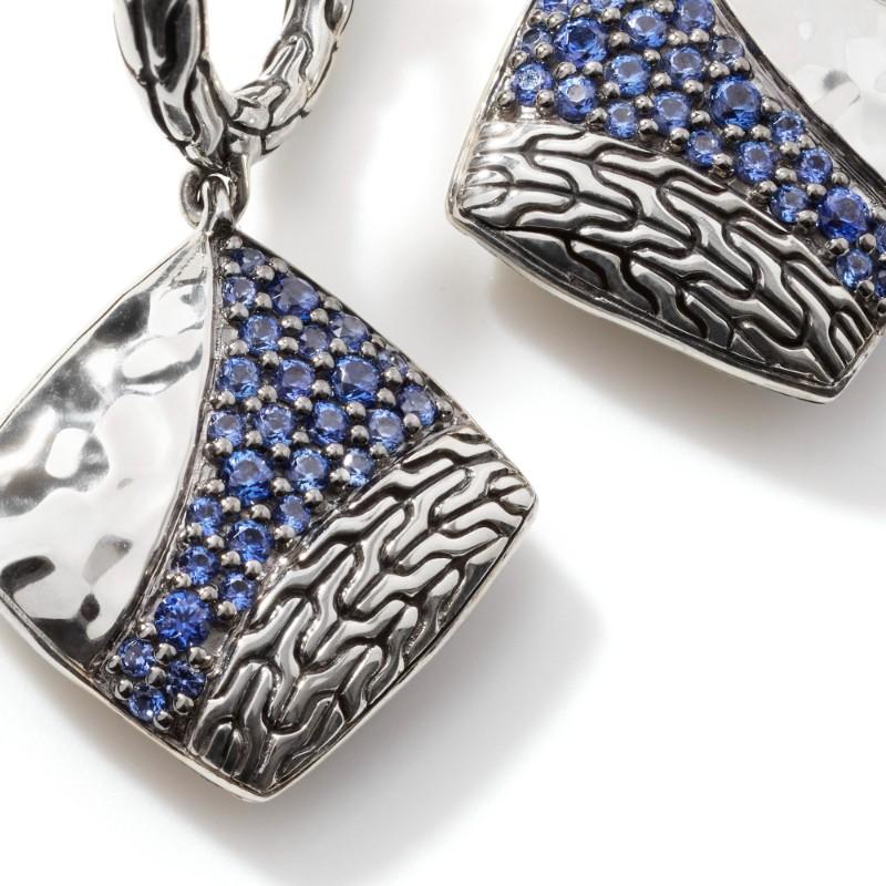 John Hardy Twisted Pave Drop Earrings with Blue Sapphires 1