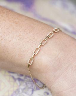 Yellow Gold 0.19 Carat Diamond Link Chain Bracelet