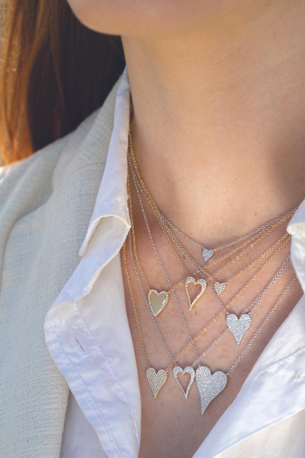 White Gold & Diamond Modern Heart Pendant Necklace 1