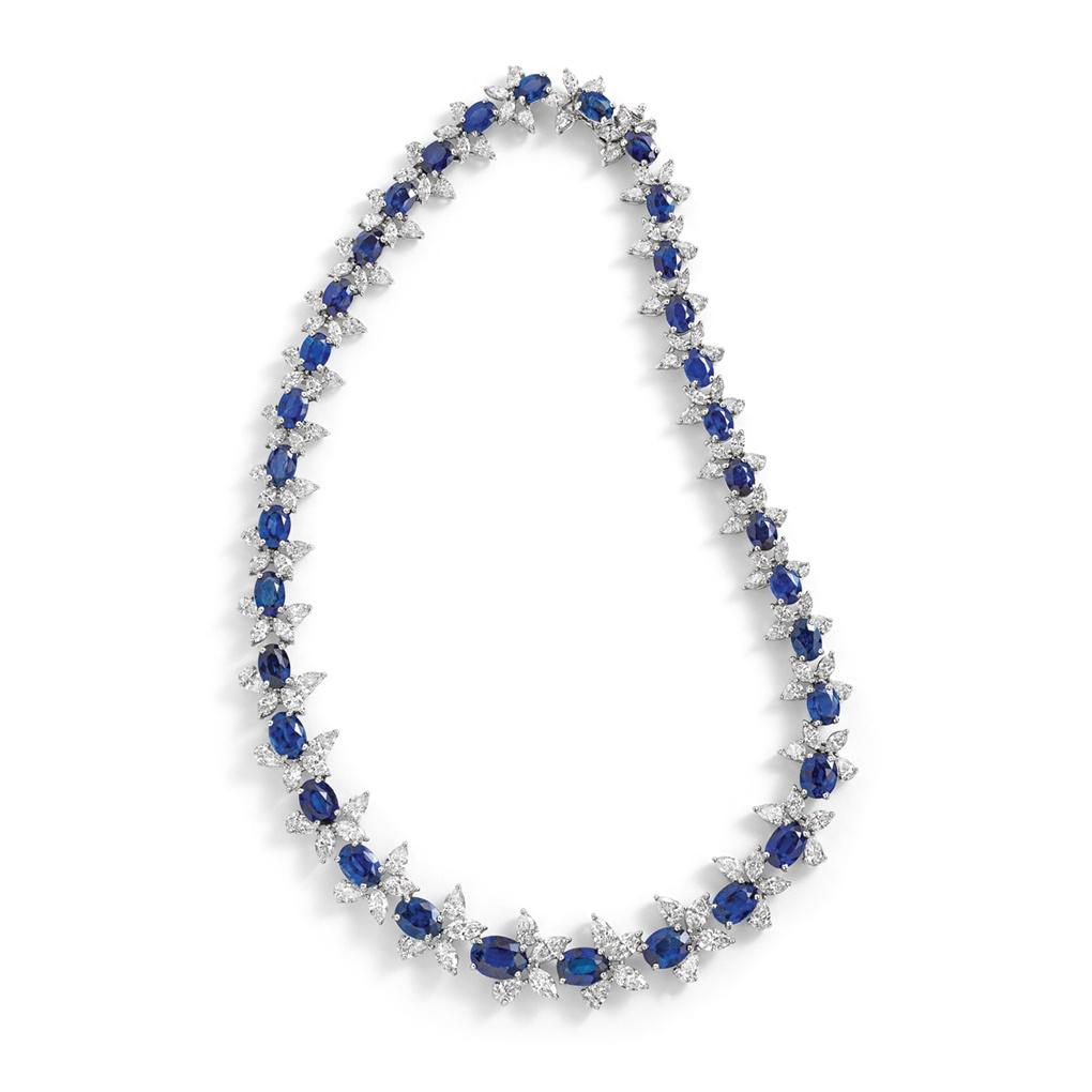 Sapphire and Diamond Cluster All Round Necklace 0