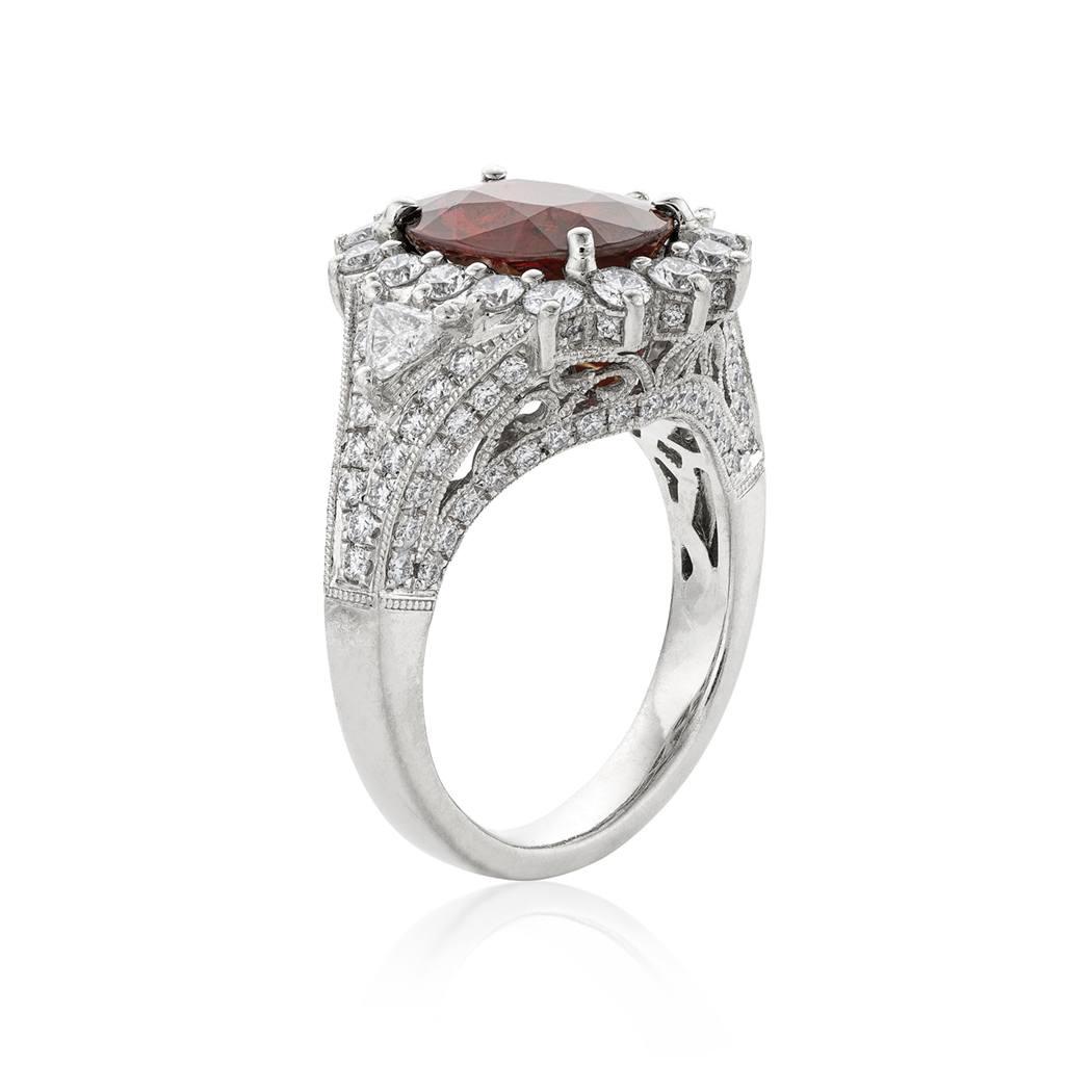 3.11 CT Oval Ruby Ring with Round Diamond Accents and Split Shank 2