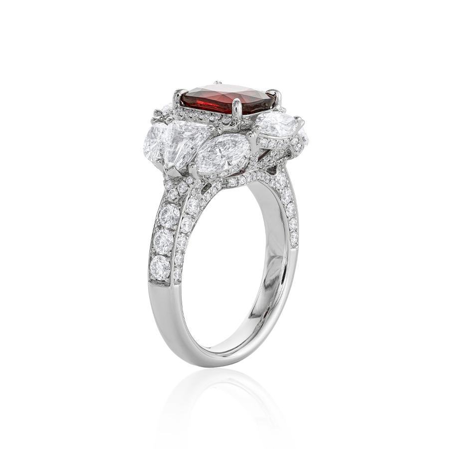 2.66 Carat Cushion Ruby Ring with Diamonds 1