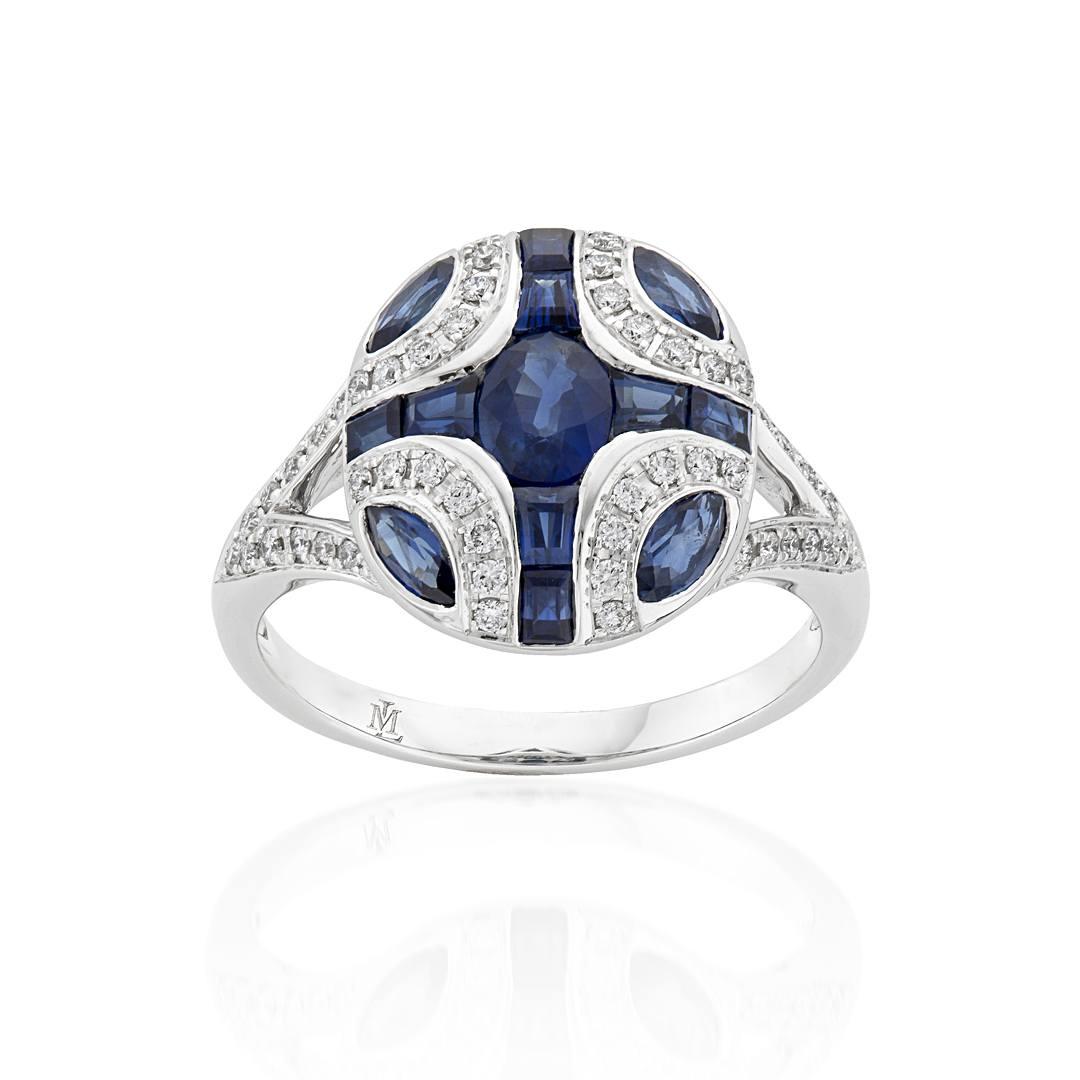 White Gold Sapphire & Diamond Ring 0