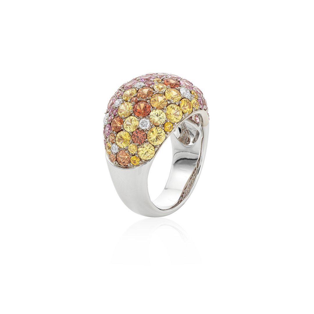 Mixed Pink, Orange and Yellow Sapphire Ring 0