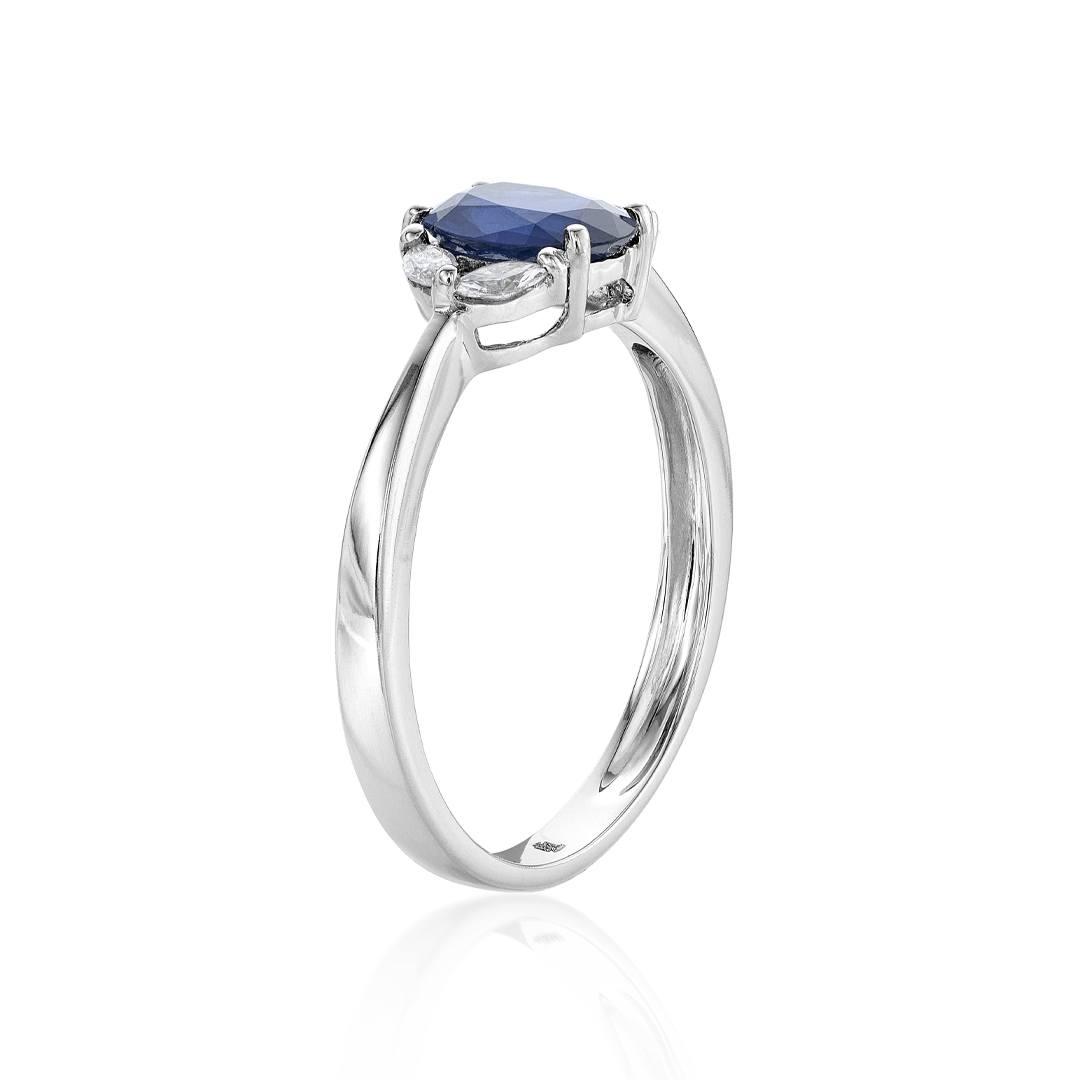 Oval Sapphire Ring with Marquise Diamonds 0
