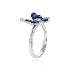 Sapphire and Diamond White Gold Butterfly Ring 1