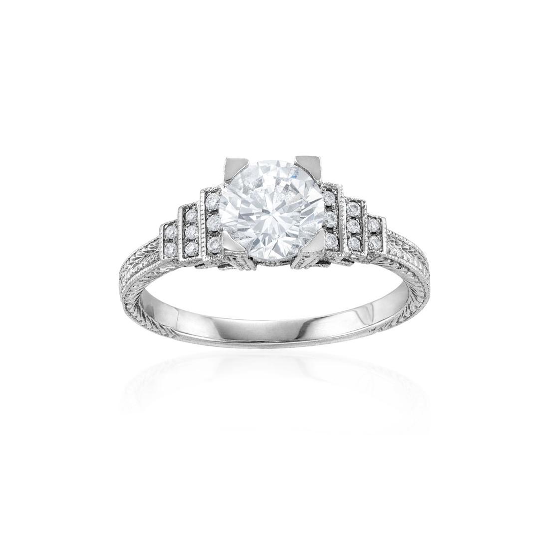 Art Deco Style Tiered Semi-Mount Engagement Ring 0