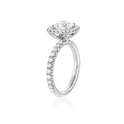 Michael M. Semi-Mount Cushion Cut Diamond Engagement Ring with Pave Diamond Accented Shank 1
