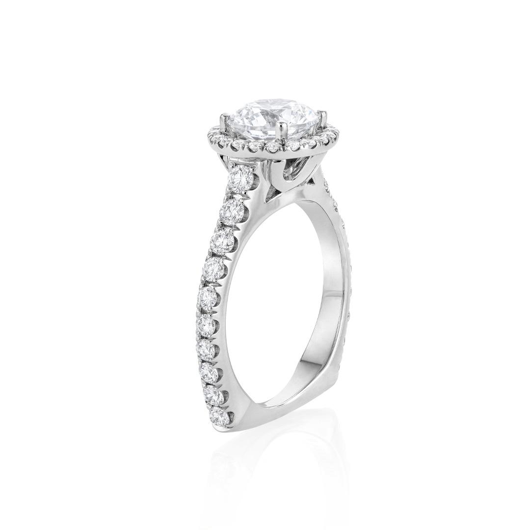 Michael M Semi-Mount Diamond Halo Engagement Ring in White Gold 1