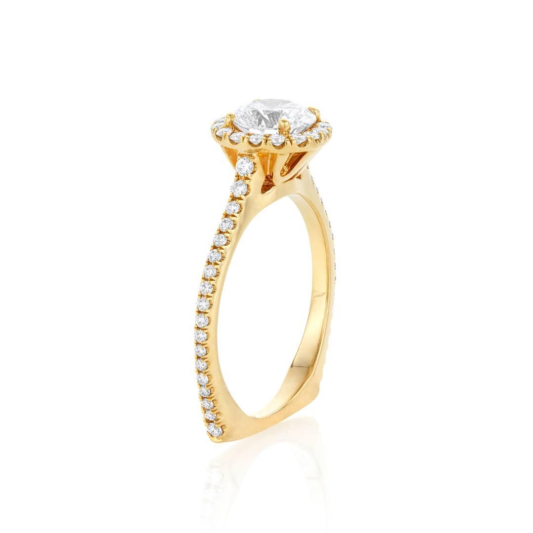 Michael M Semi-Mount Diamond Halo Engagement Ring in Yellow Gold 1