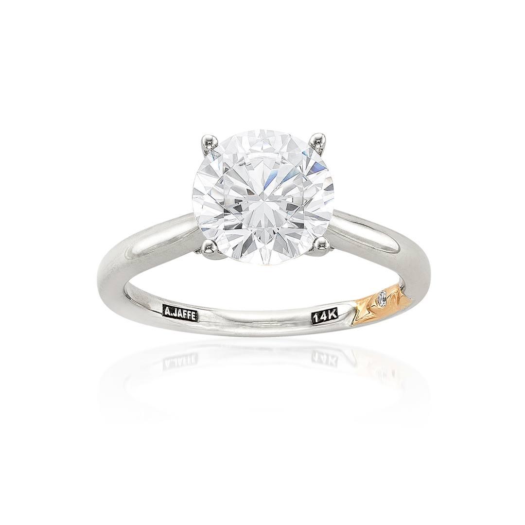 A. Jaffe Solitaire Round Center Semi-Mount Engagement Ring with Peek-A-Boo Diamonds

