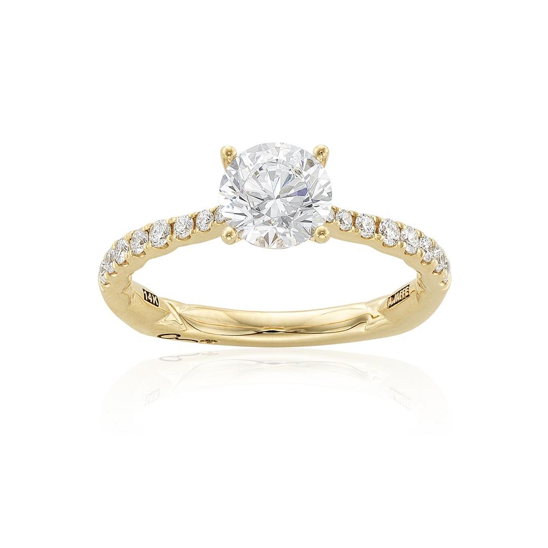 A. Jaffe French Pave Round Center Diamond Quilted Semi-Mount Engagement Ring