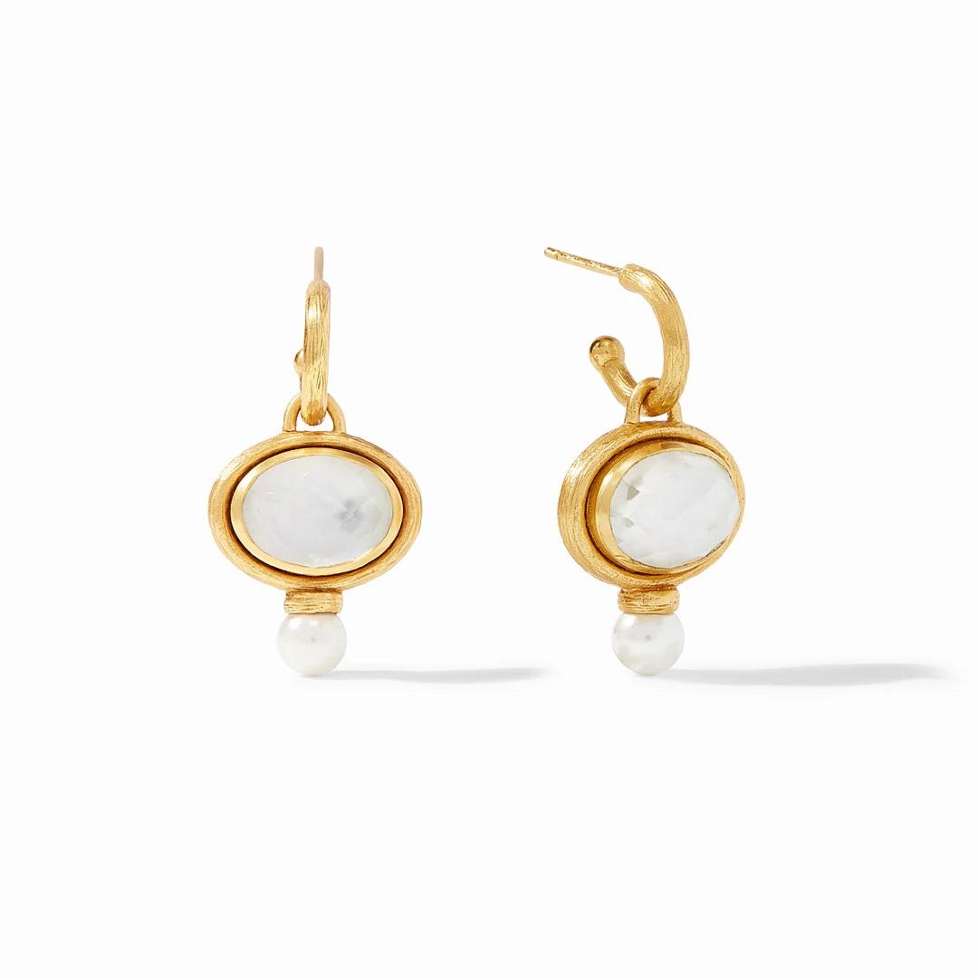 Julie Vos Simone Hoop & Charm Earrings in Iridescent Clear Crystal