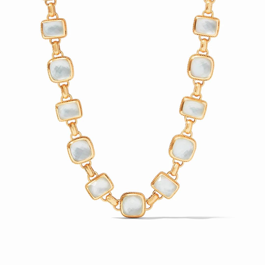 Julie Vos Savoy Statement Necklace in Iridescent Clear Crystal
