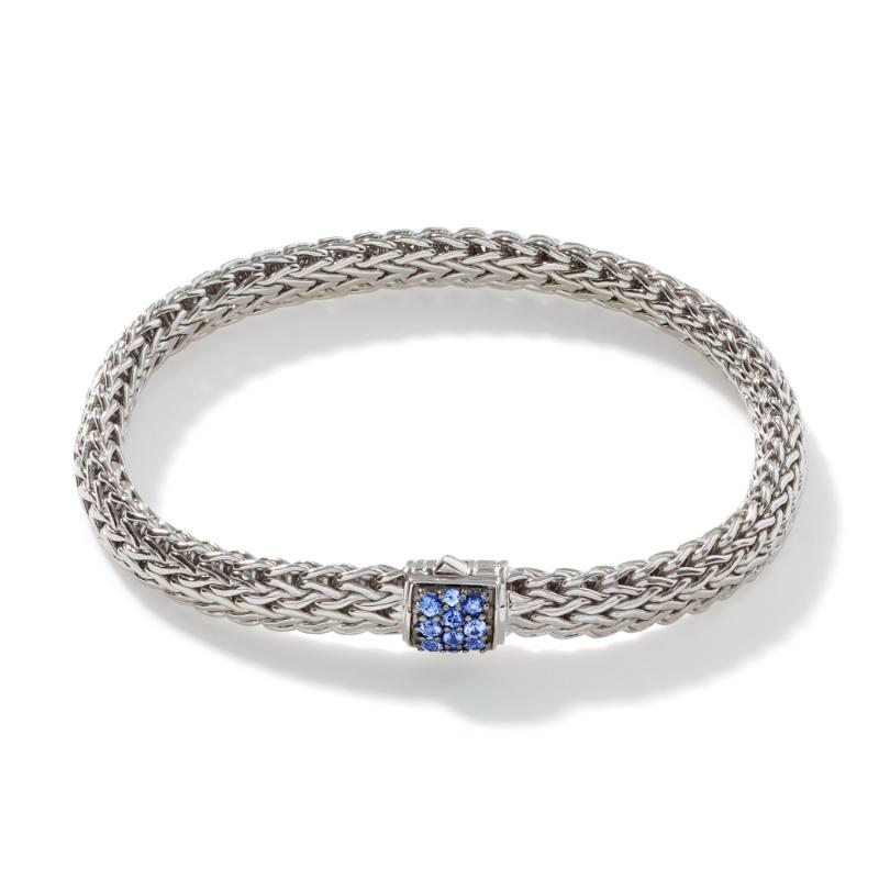 John Hardy Woven 6.5mm Chain Bracelet with Blue Sapphires