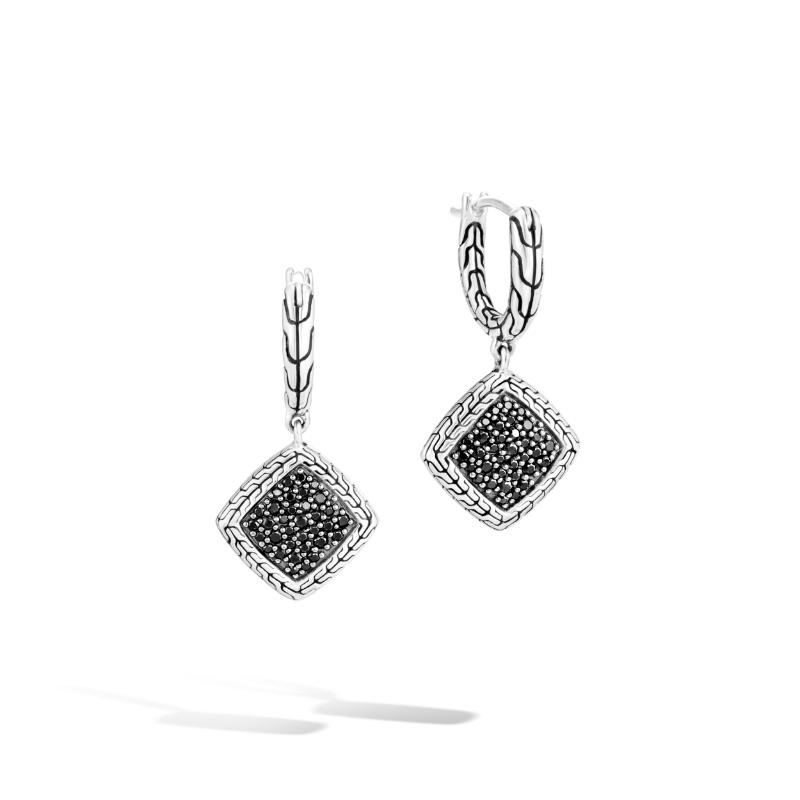 John Hardy Carved Chain Pave Drop Earrings