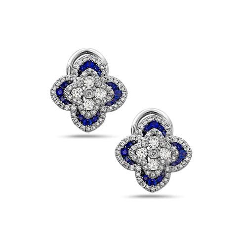 Charles Krypell Sapphire Diamond Quatrefoil Stud Earrings