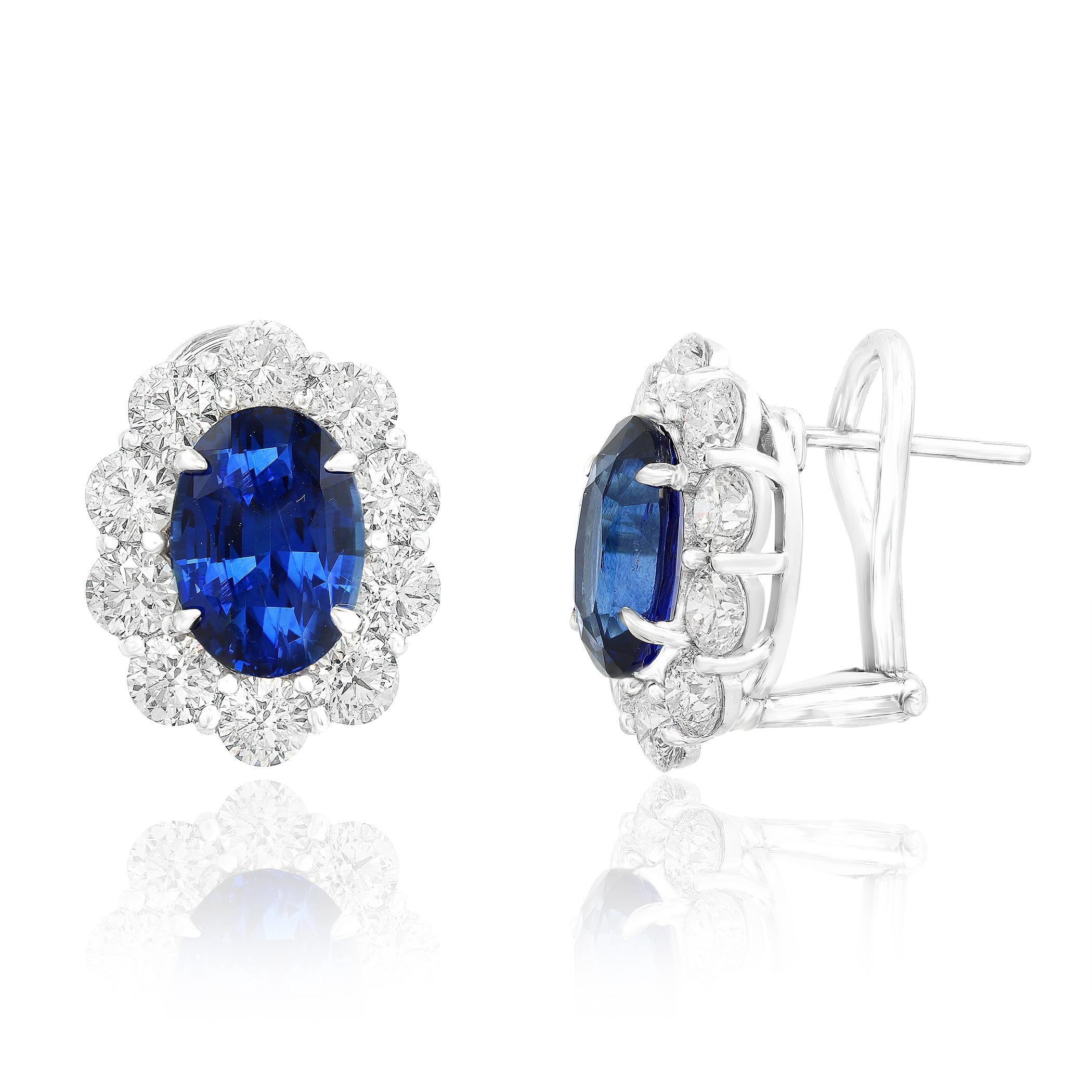 Oval Sapphire and Diamond Earrings