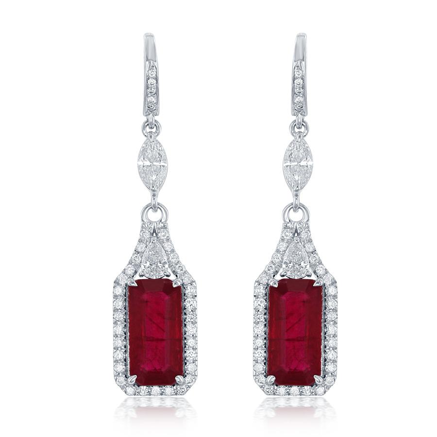 18K Ruby and Diamond Drop Earrings