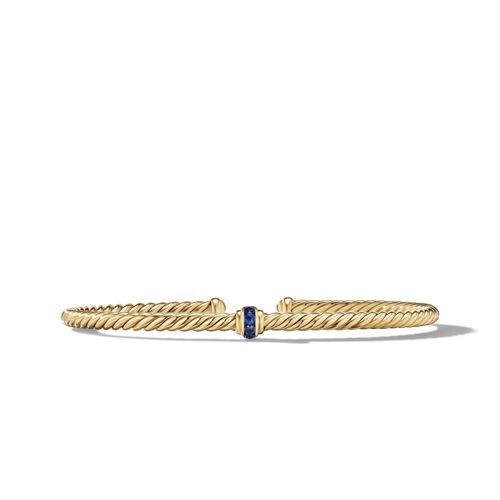 David Yurman Cable Classics Center Station Bracelet in 18K Yellow Gold with Pave Blue Sapphires