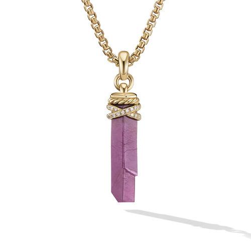 David Yurman Wrapped Ruby Crystal Amulet with 18K Yellow Gold and Pave Diamonds