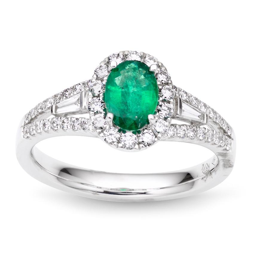 .73 CT Oval Emerald Ring with Diamond Split Shank Ring