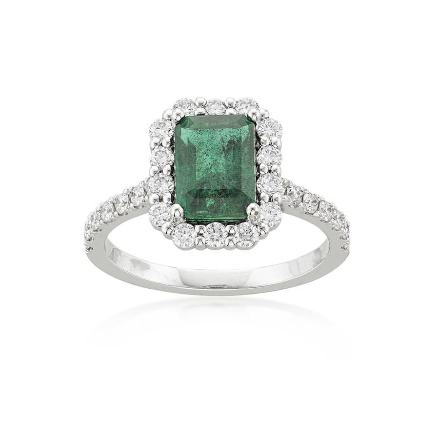 1.21 CT Emerald Cut Emerald Diamond Ring