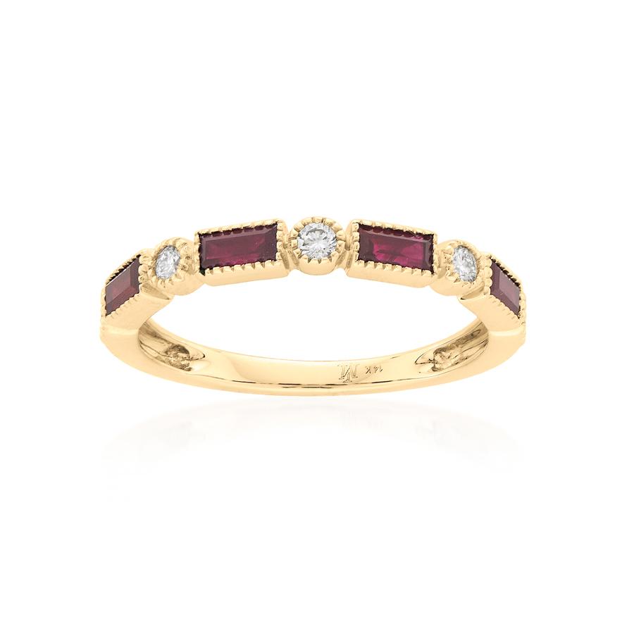 Baguette Ruby & Round Diamond Band