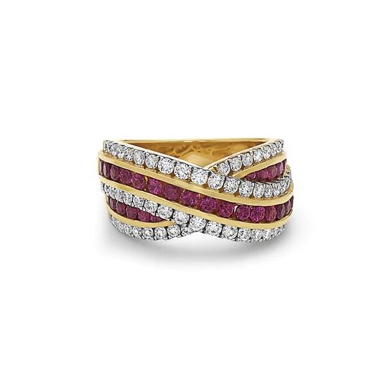 Charles Krypell Ruby and Diamond Crossover Ring
