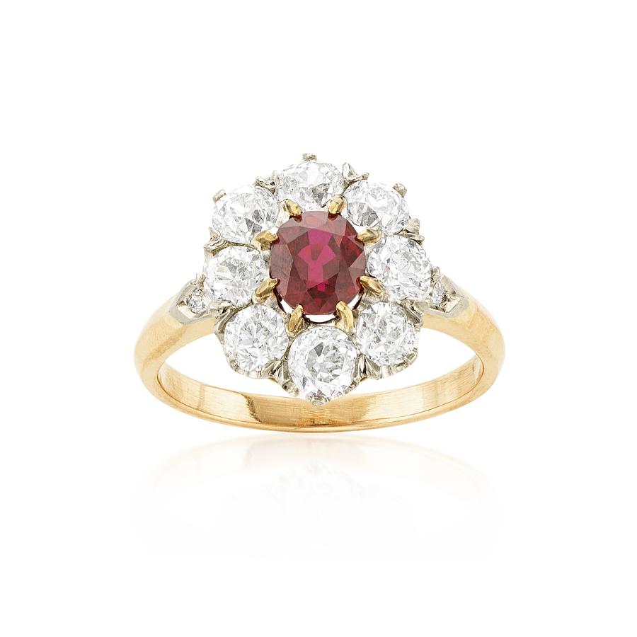 Estate Collection Oval Ruby Ring with Diamonds
