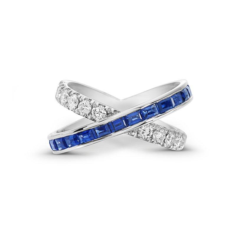 Charles Krypell Sapphire and Diamond Crossover Ring