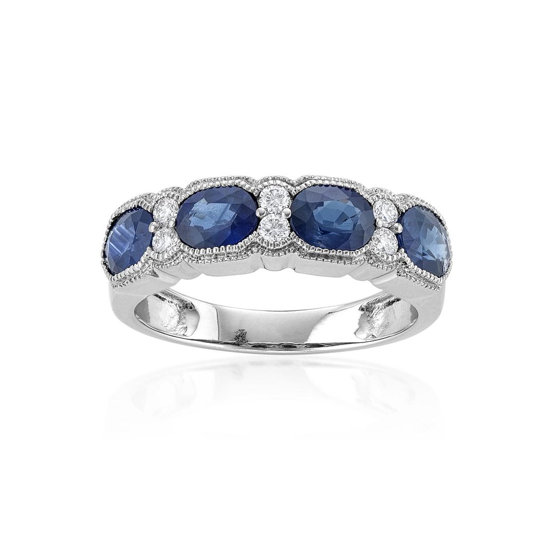 Oval Sapphire Ring with Round Diamonds