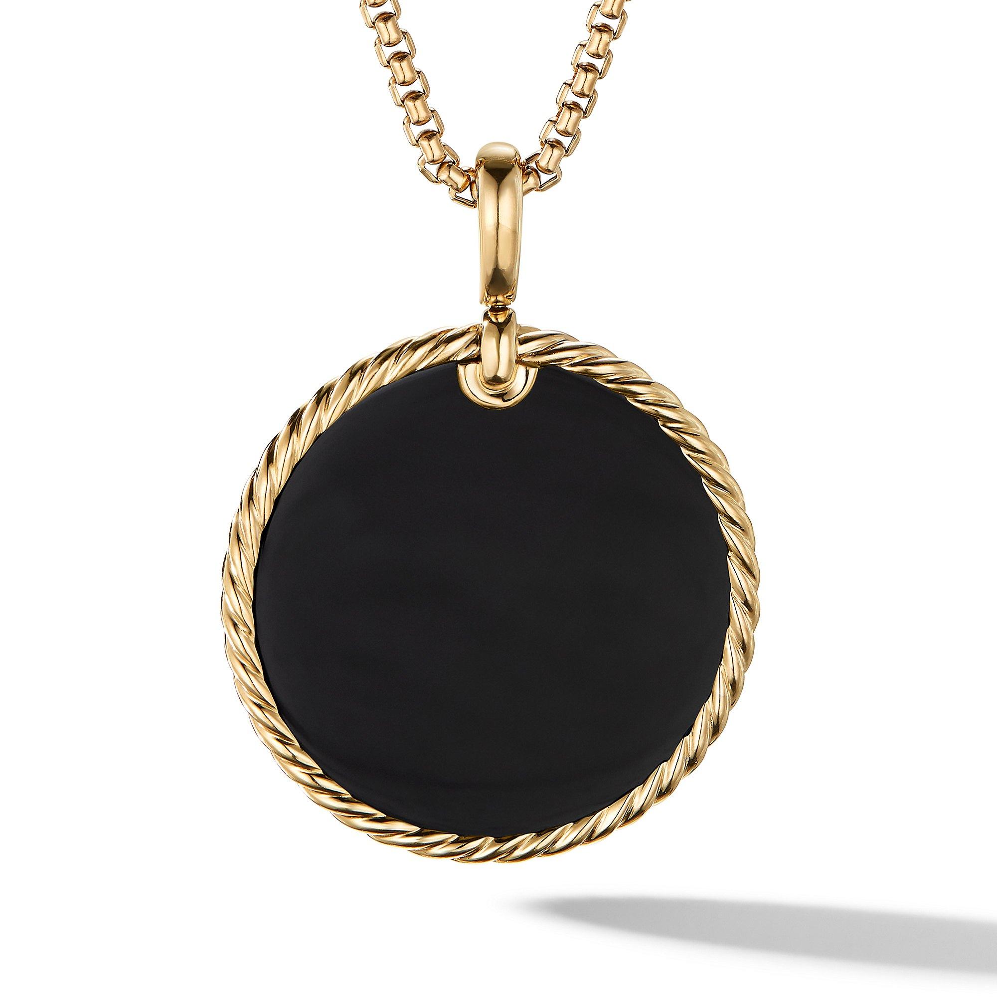 David Yurman Elements Disc Pendant in 18K Yellow Gold with Black Onyx and Mother Of Pearl, 32mm