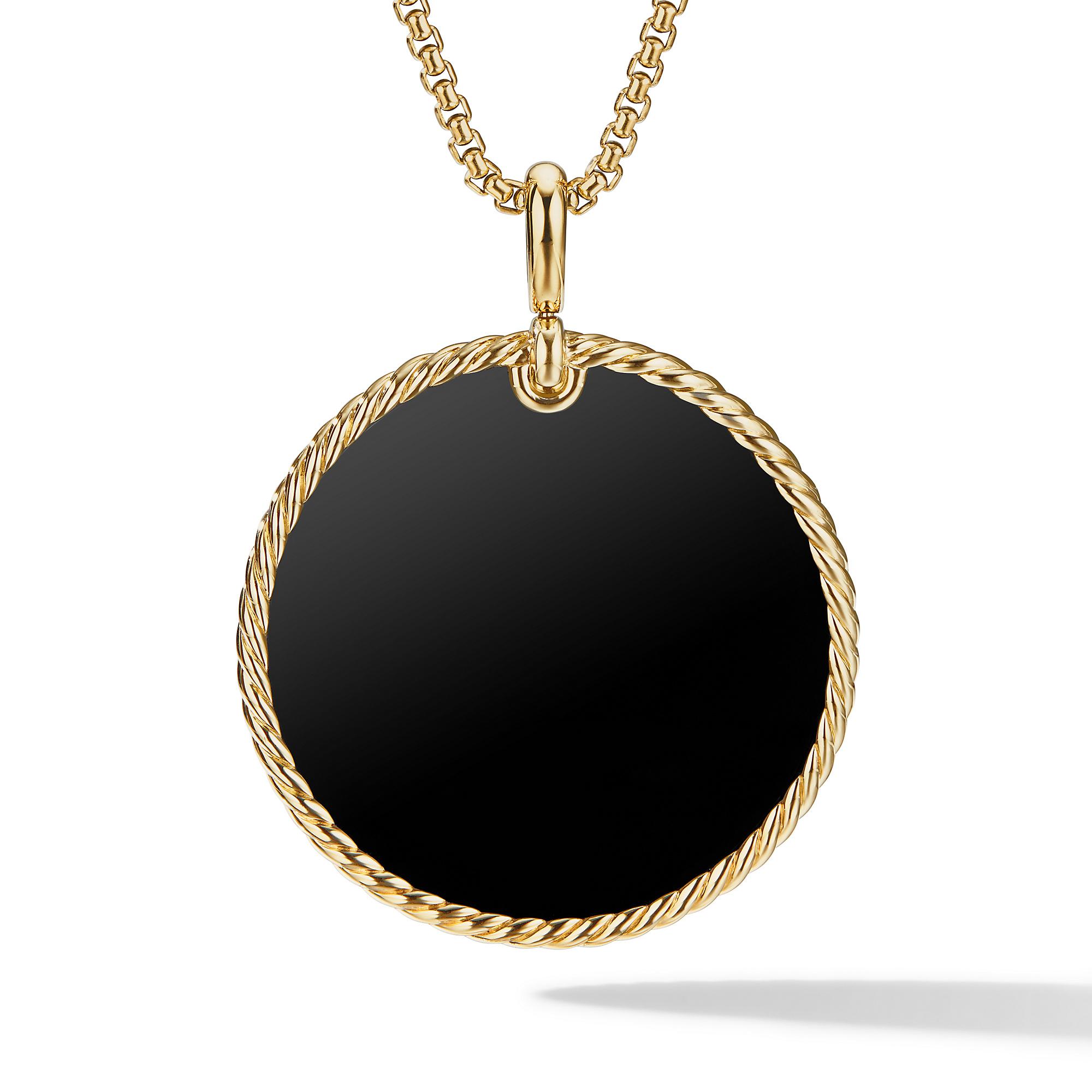 David Yurman DY Elements  Reversible Disc Pendant in 18K Yellow Gold with Black Onyx and Mother of Pearl
