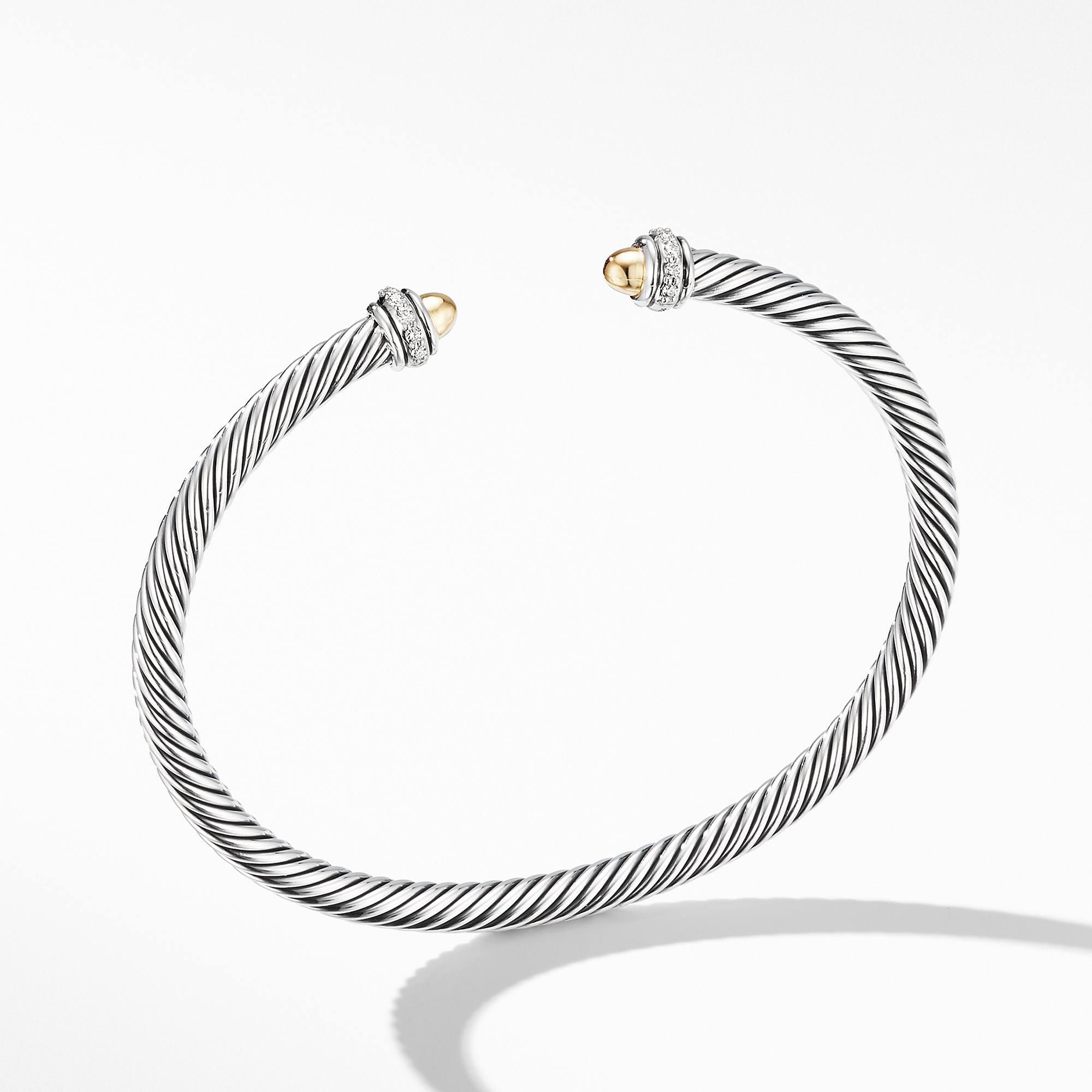 David Yurman Cable Classic Bracelet with 18K Yellow Gold Domes and Diamonds