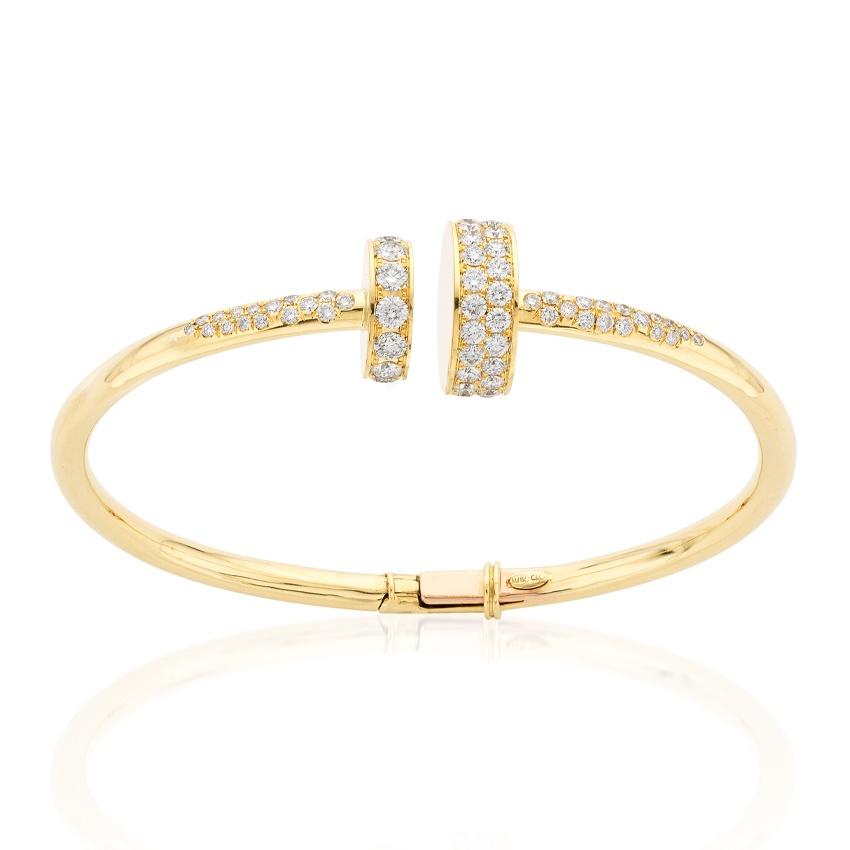 Yellow Gold & Diamond Open Cuff Bracelet