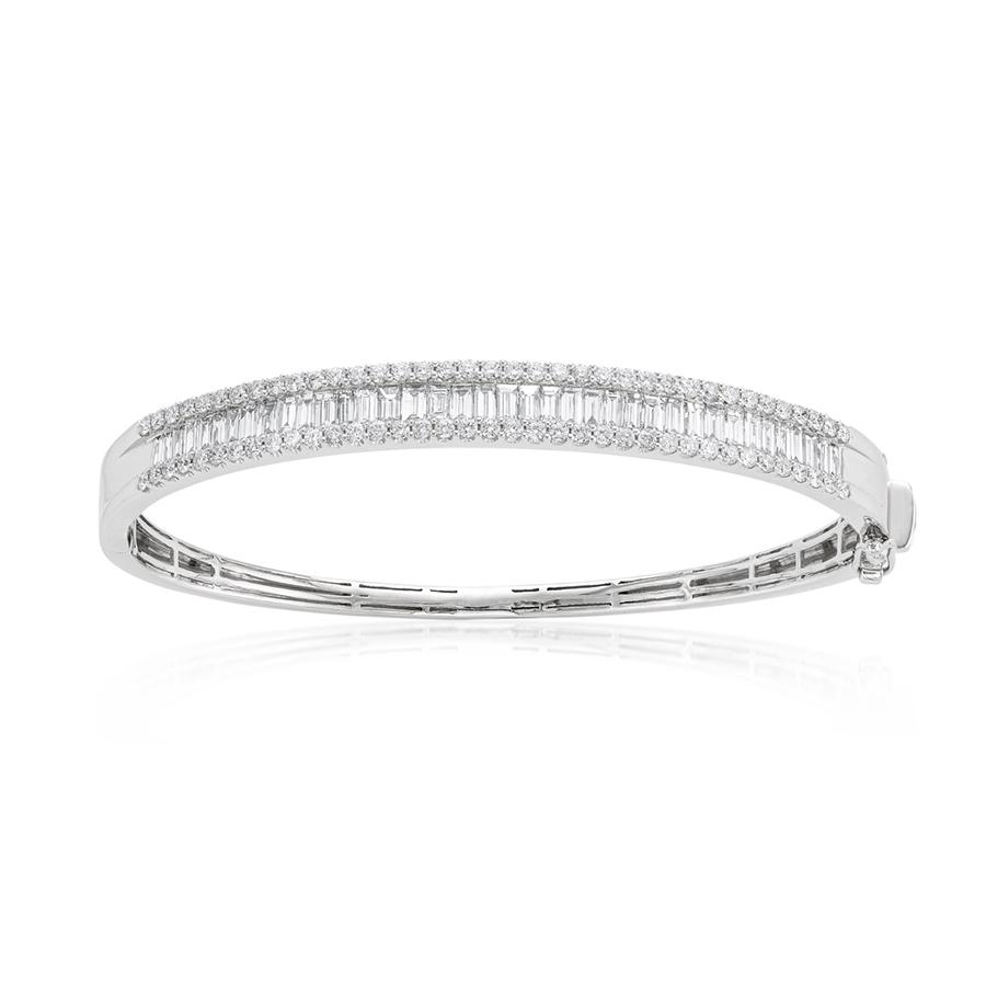 Round and Baguette Diamond Bangle