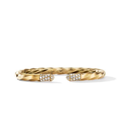 David Yurman Cable Edge Bracelet in Recycled 18K Yellow Gold with Pave Diamonds